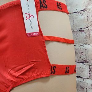 Ashley Stewart Plus Microfiber Cutout Hipster Red Panty